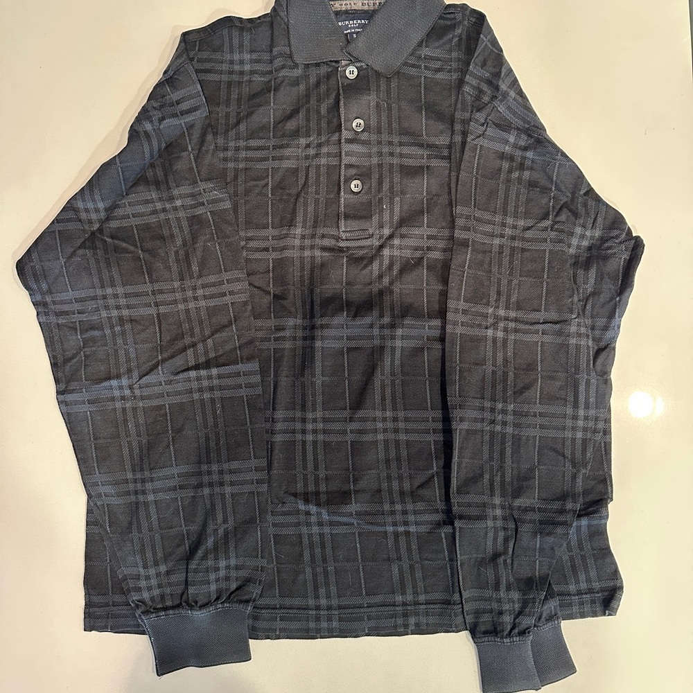 BURBERRY LONDON GOLF Men’s Plaid Long Sleeve Polo Shirt